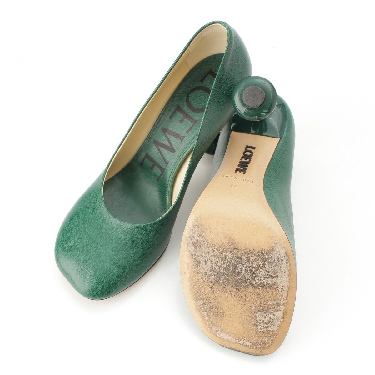 Loewe Toy Goat Leather Heels Pumps Green — view 5