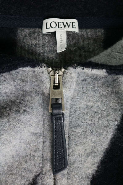Loewe Logo Applique Drawstring Zip Up Hoodie — view 3