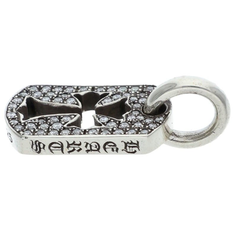 Chrome Hearts DT Tny CO P D Tiny Cutout Cross Dog Tag Pave Diamond Charm Silver — view 4