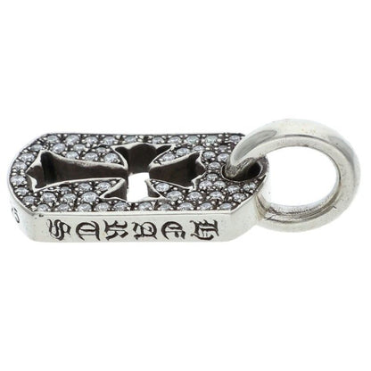 Chrome Hearts DT Tny CO P D Tiny Cutout Cross Dog Tag Pave Diamond Charm Silver — view 4