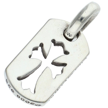 Chrome Hearts DT Tny CO P D Tiny Cutout Cross Dog Tag Pave Diamond Charm Silver — view 2