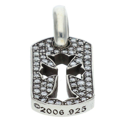 Chrome Hearts DT Tny CO P D Tiny Cutout Cross Dog Tag Pave Diamond Charm Silver — view 5