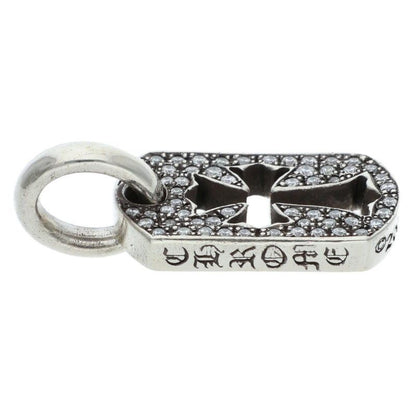 Chrome Hearts DT Tny CO P D Tiny Cutout Cross Dog Tag Pave Diamond Charm Silver — view 3