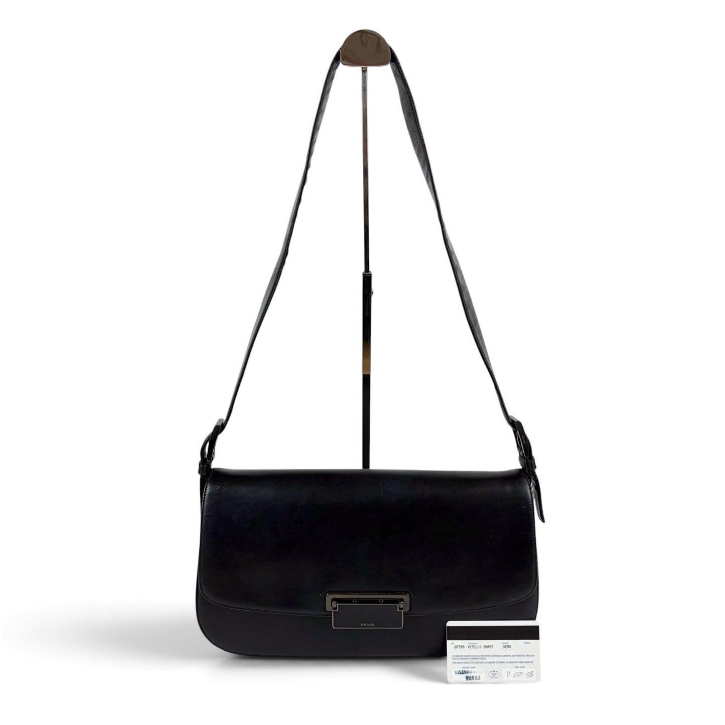 Prada Calf Leather Hobo Black Calfskin
