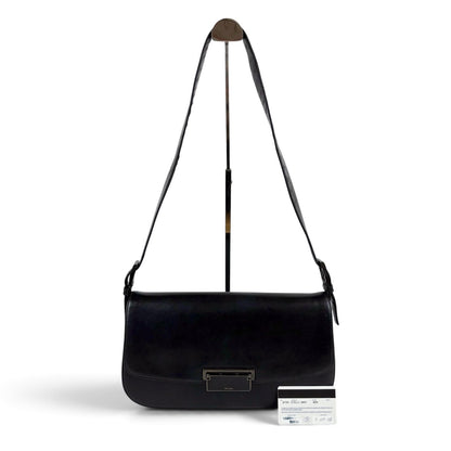Prada Calf Leather Hobo Black Calfskin