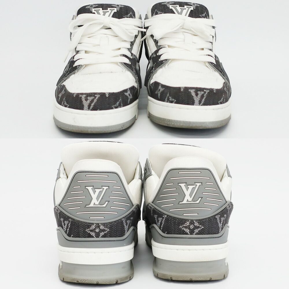 Louis Vuitton LV Trainer Sneakers Monogram Denim Shoes 7.5 — view 4