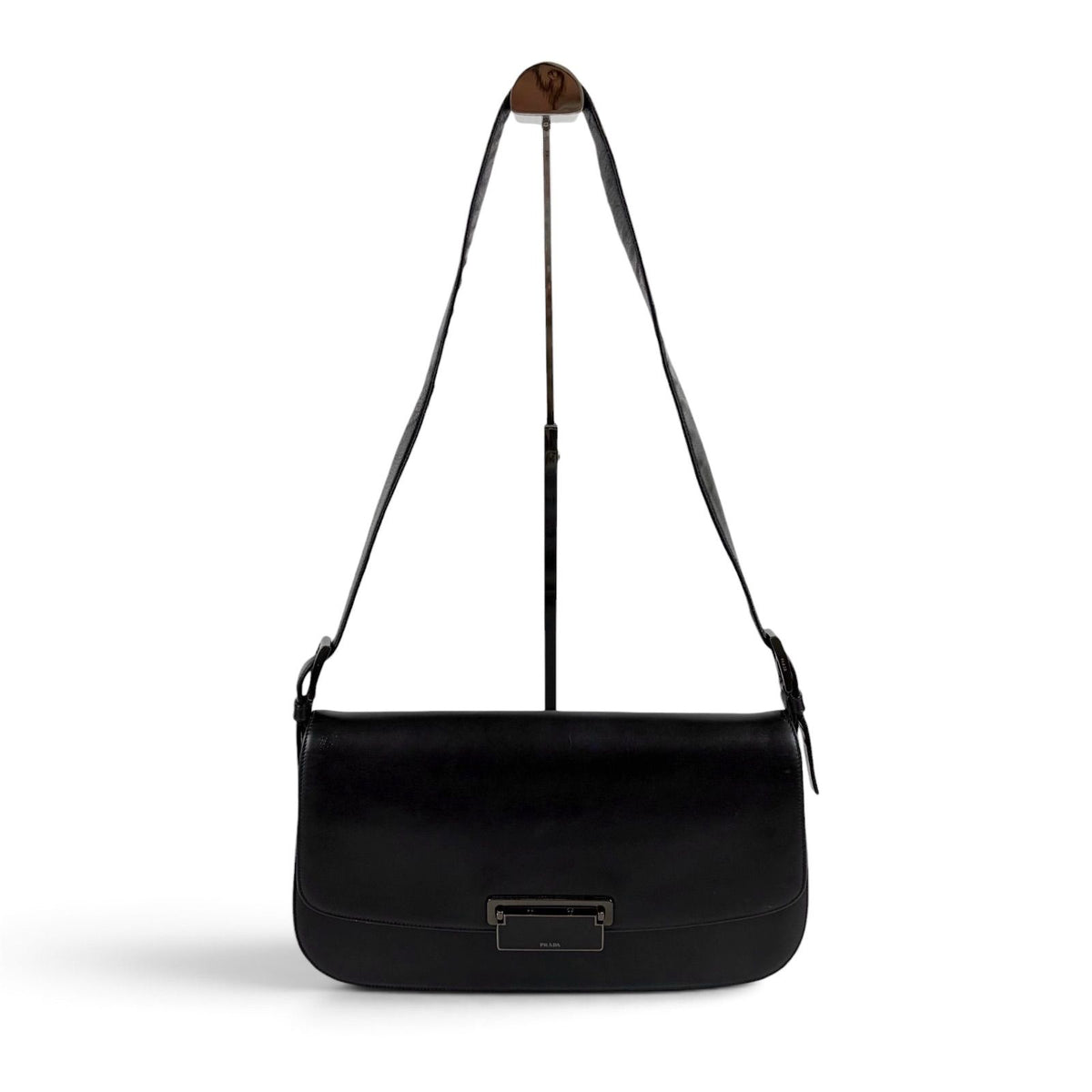 Prada Calf Leather Hobo Black Calfskin — view 2