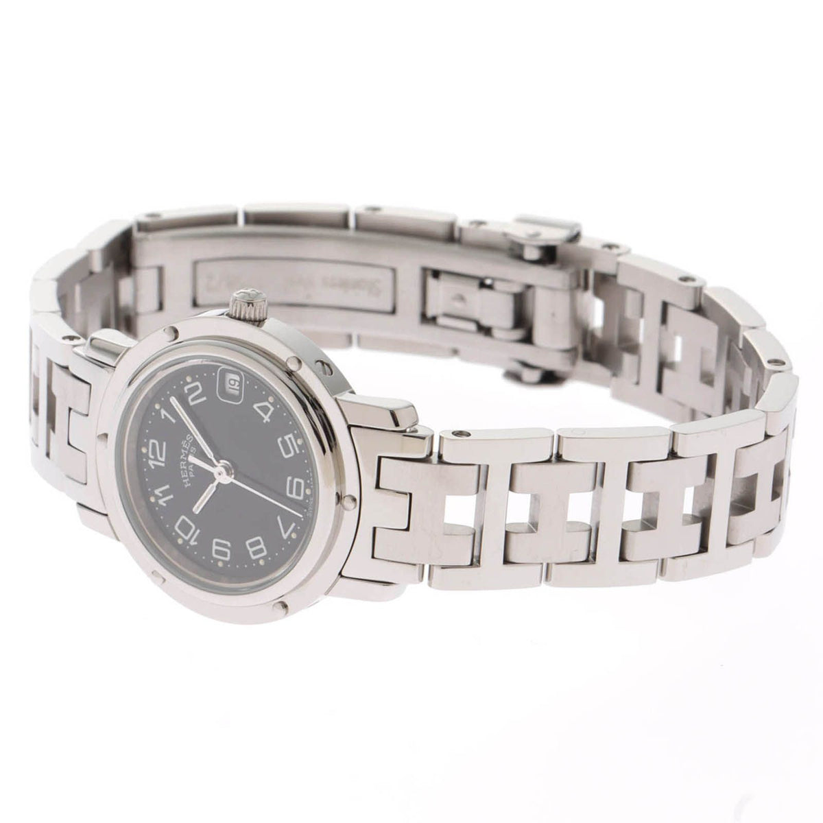 Hermes Clipper Watch Stainless Steel Black Quartz — view 3