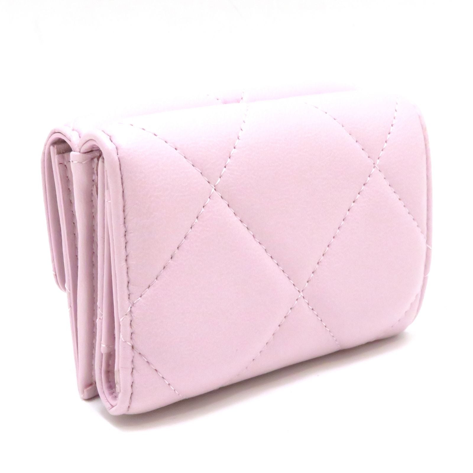 Chanel 19 Compact Wallet Light Pink Lambskin Trifold — view 2
