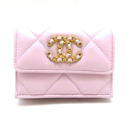 Chanel 19 Compact Wallet Light Pink Lambskin Trifold