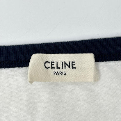 Celine White Cotton Jersey Logo Print Top — view 3