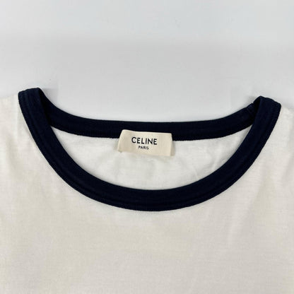 Celine White Cotton Jersey Logo Print Top — view 5