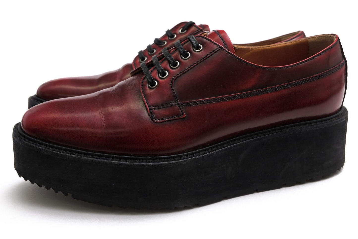 Prada Shoes Business Leather Red Brown Oxford