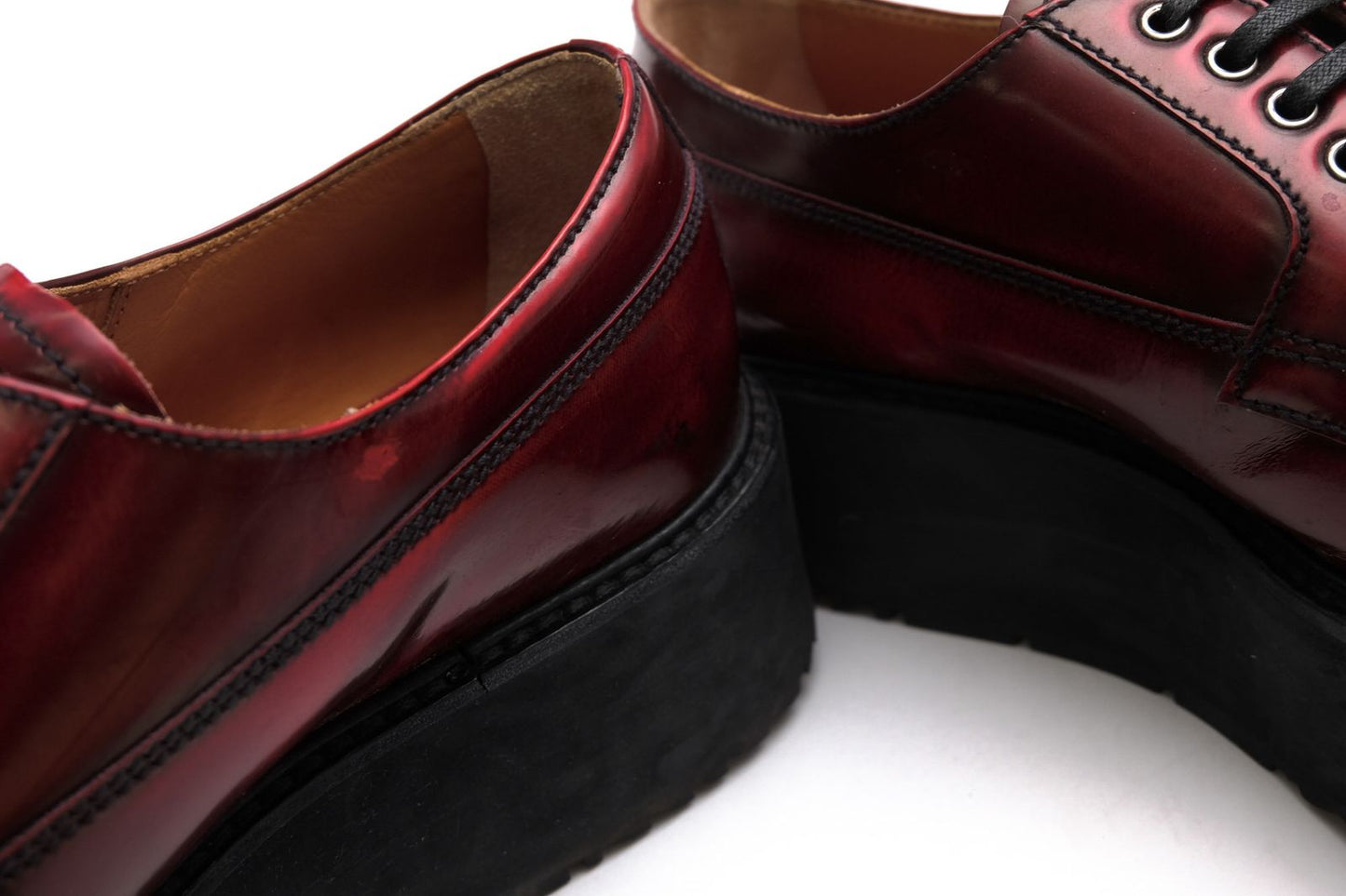 Prada Shoes Business Leather Red Brown Oxford — view 6