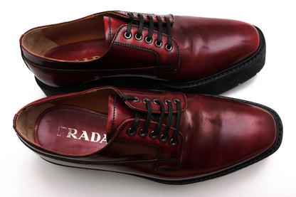 Prada Shoes Business Leather Red Brown Oxford — view 5