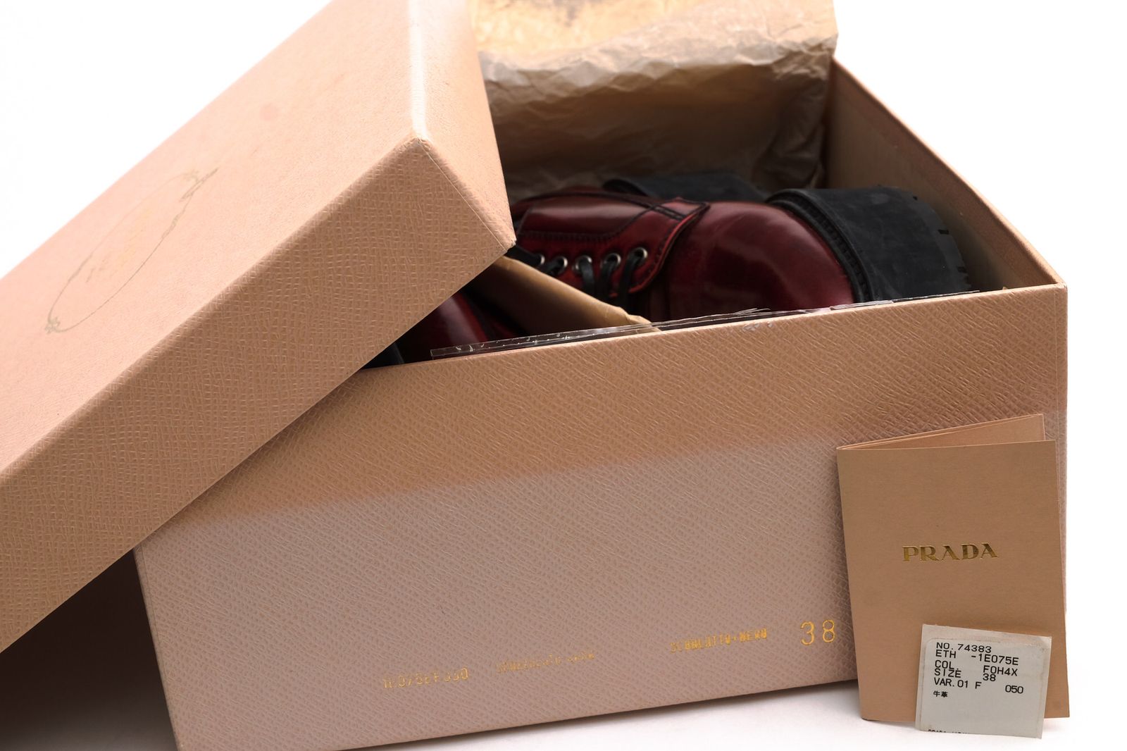 Prada Shoes Business Leather Red Brown Oxford — view 8