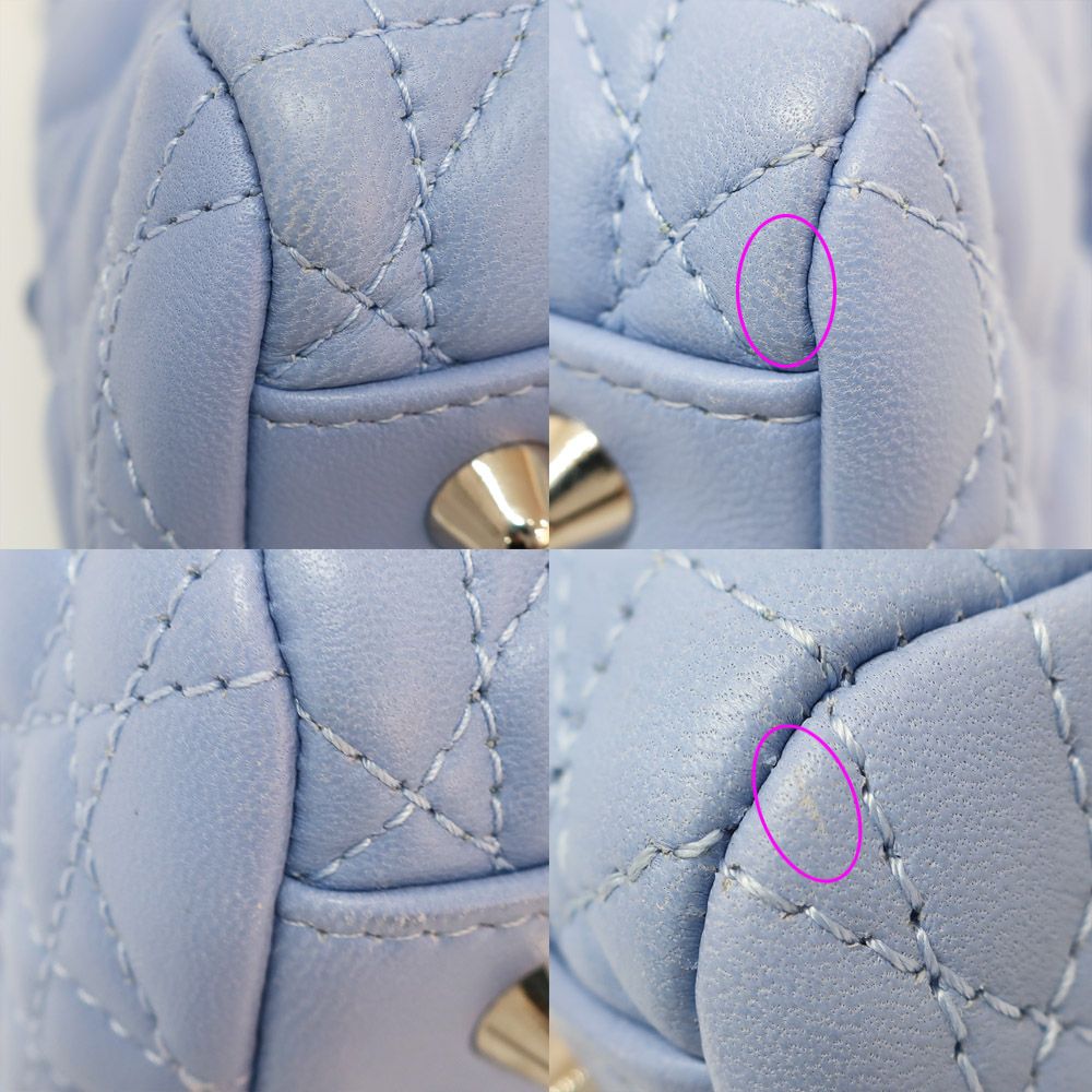Dior Soft Cannage Chain Tote Bag Blue Silver Lambskin — view 5