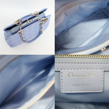 Dior Soft Cannage Chain Tote Bag Blue Silver Lambskin — view 6