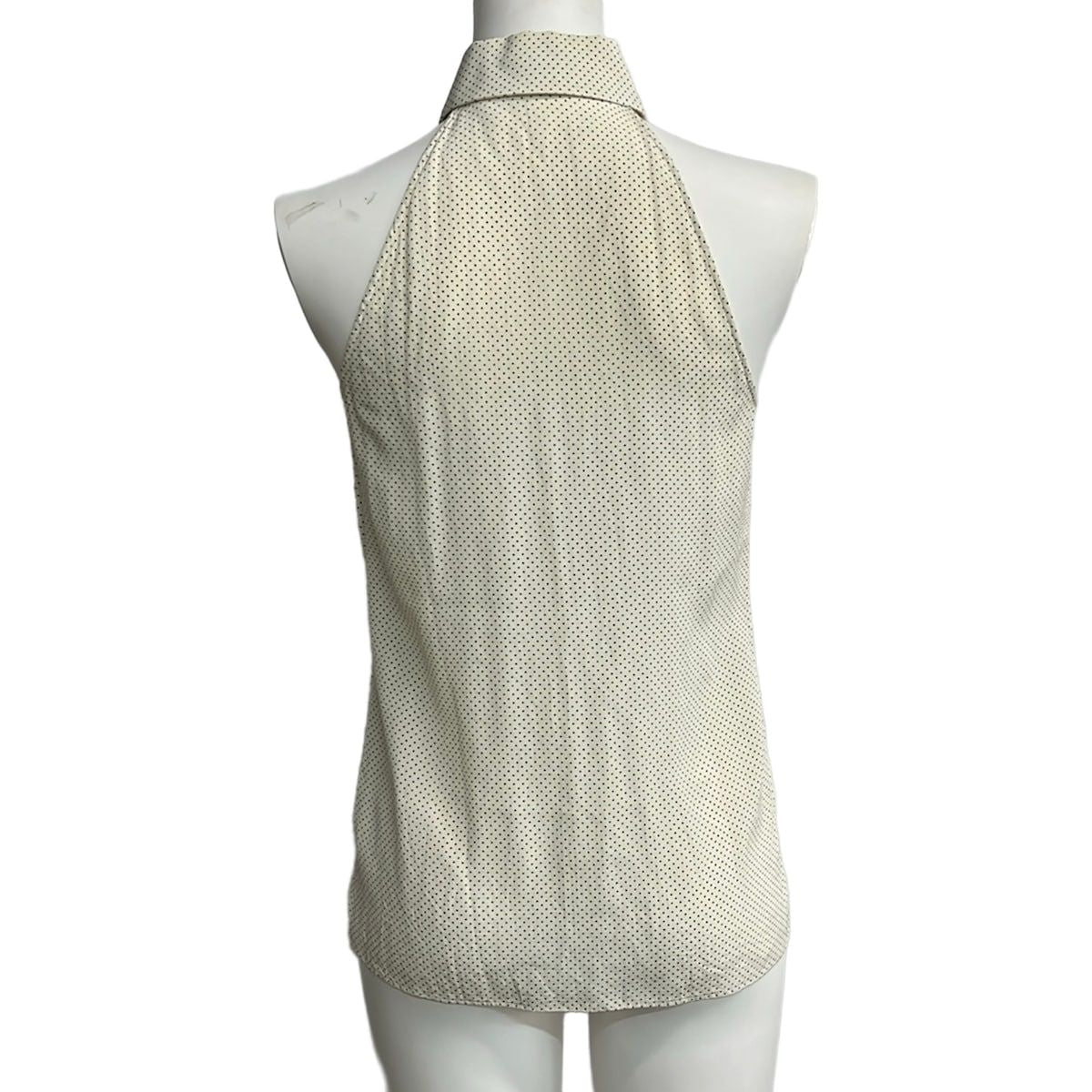 Saint Laurent Paris Sleeveless Shirt Blouse White Dot Pattern — view 2