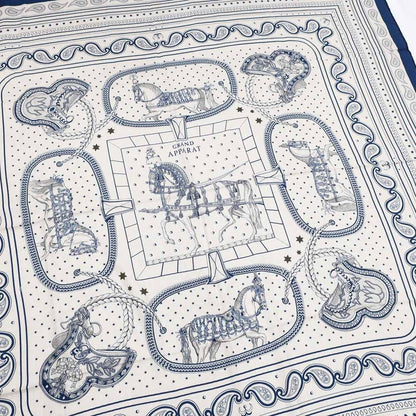 Hermes Carre Geant Grand Appara Bandana Scarf Cashmere Silk Navy — view 3