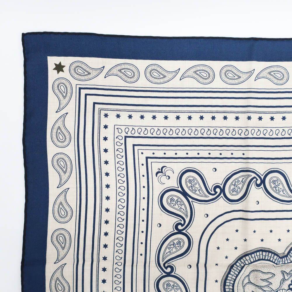Hermes Carre Geant Grand Appara Bandana Scarf Cashmere Silk Navy — view 5