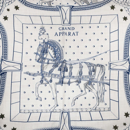 Hermes Carre Geant Grand Appara Bandana Scarf Cashmere Silk Navy — view 2