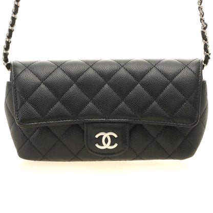 Chanel Quilted Chain Shoulder Black Silver Caviar Bag