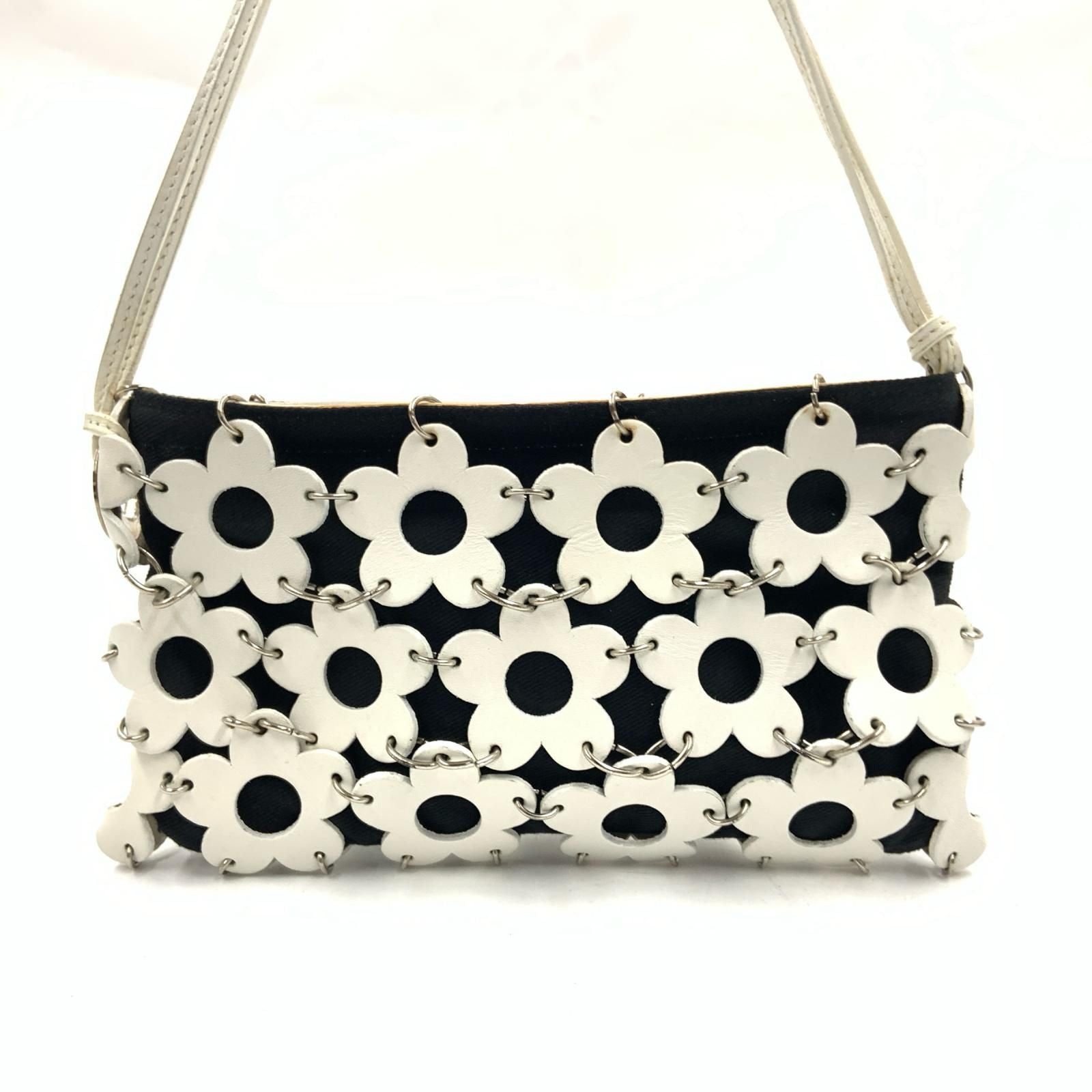 Celine Flower Mini Pouch Pochette White Black — view 2
