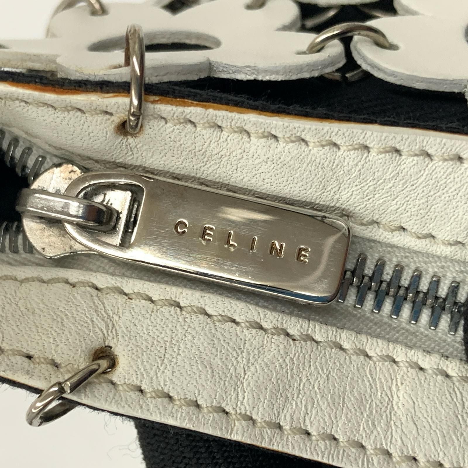 Celine Flower Mini Pouch Pochette White Black — view 8