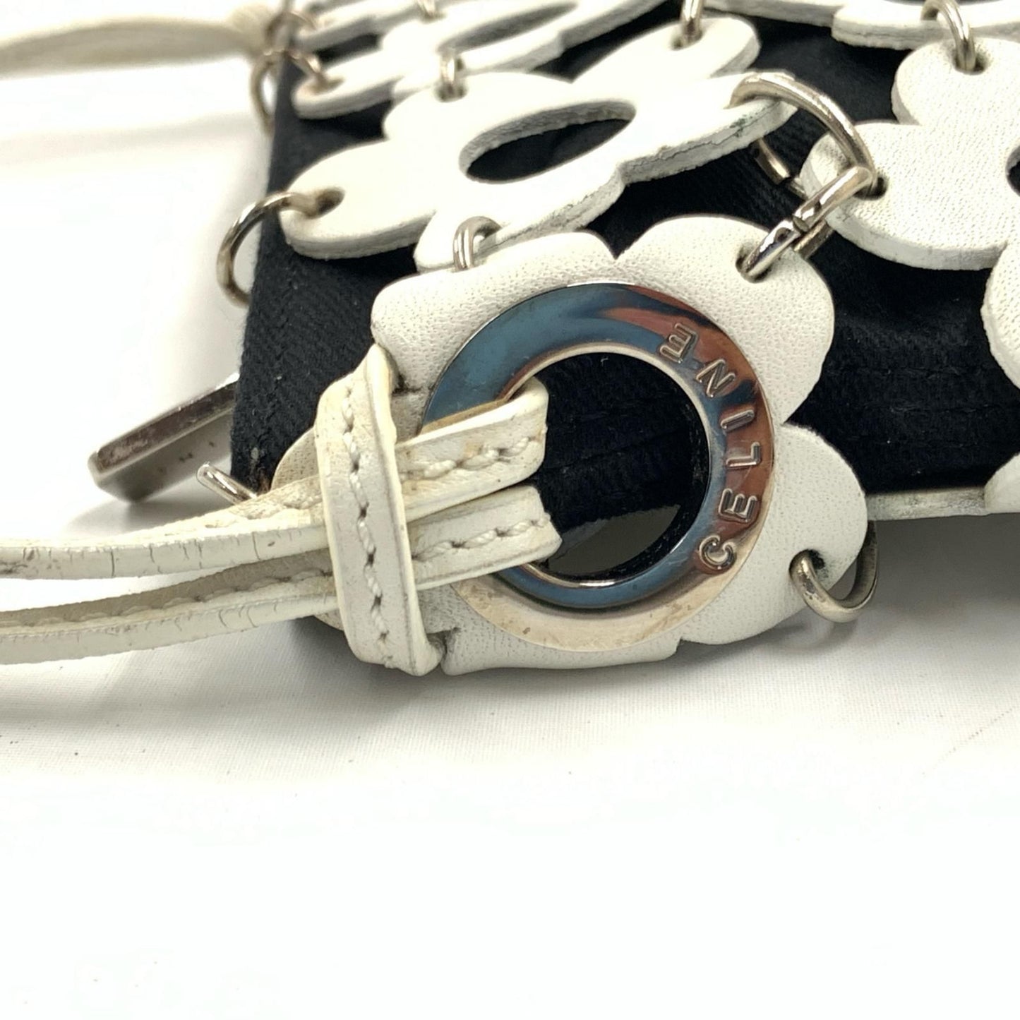 Celine Flower Mini Pouch Pochette White Black — view 6