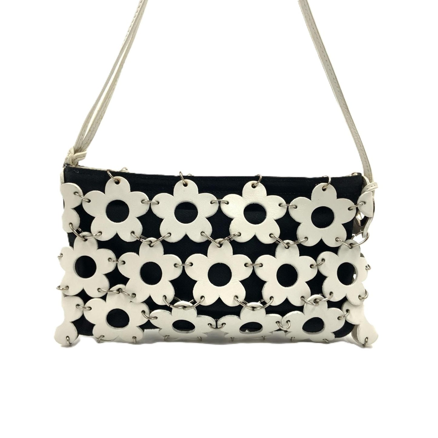 Celine Flower Mini Pouch Pochette White Black
