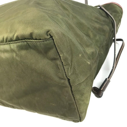 Prada Shoulder Bag Leather Nylon Khaki — view 6