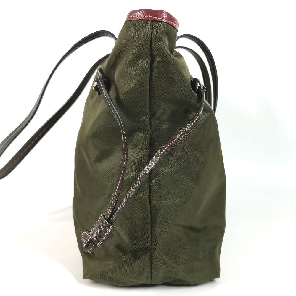 Prada Shoulder Bag Leather Nylon Khaki — view 4