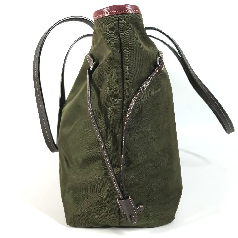 Prada Shoulder Bag Leather Nylon Khaki — view 3