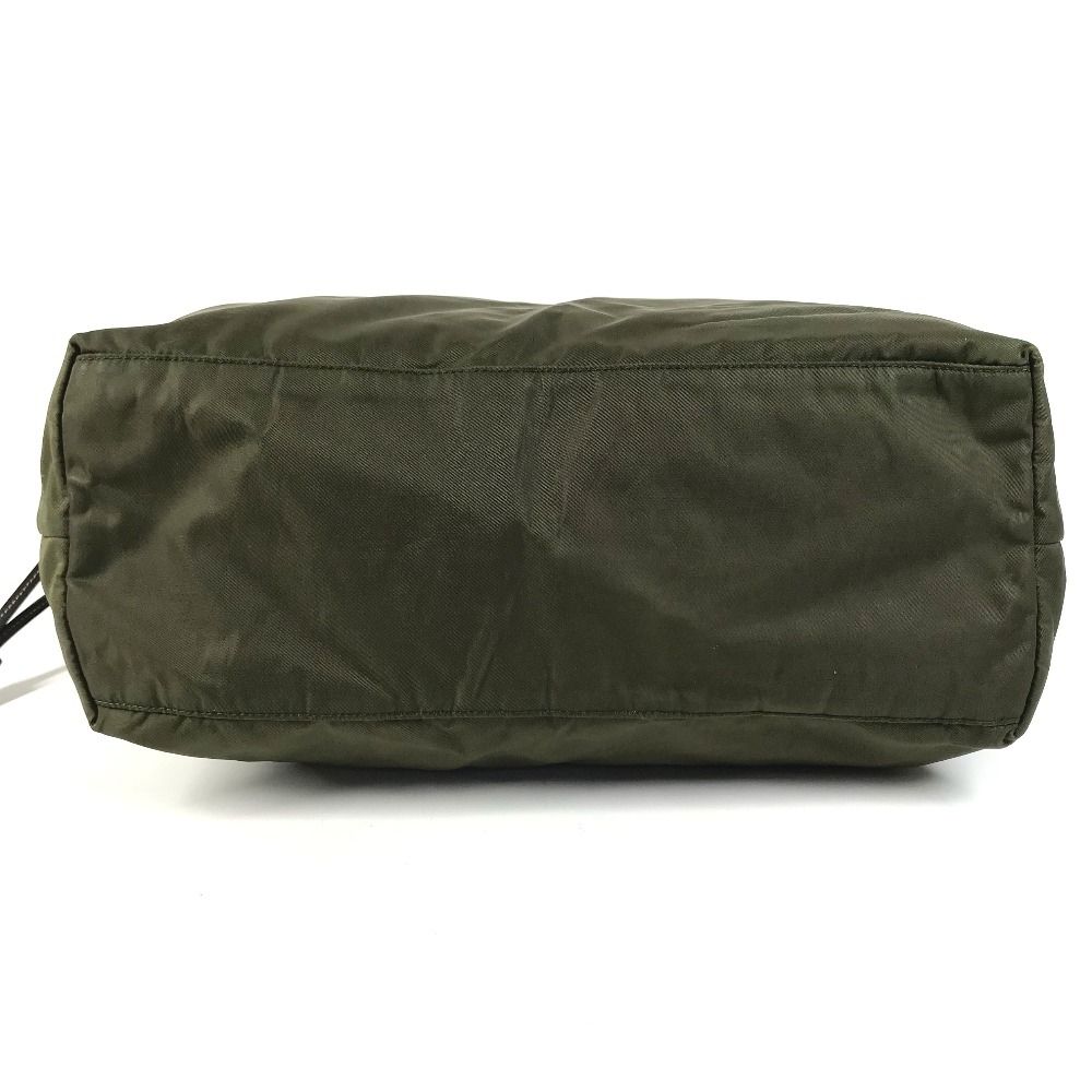 Prada Shoulder Bag Leather Nylon Khaki — view 5