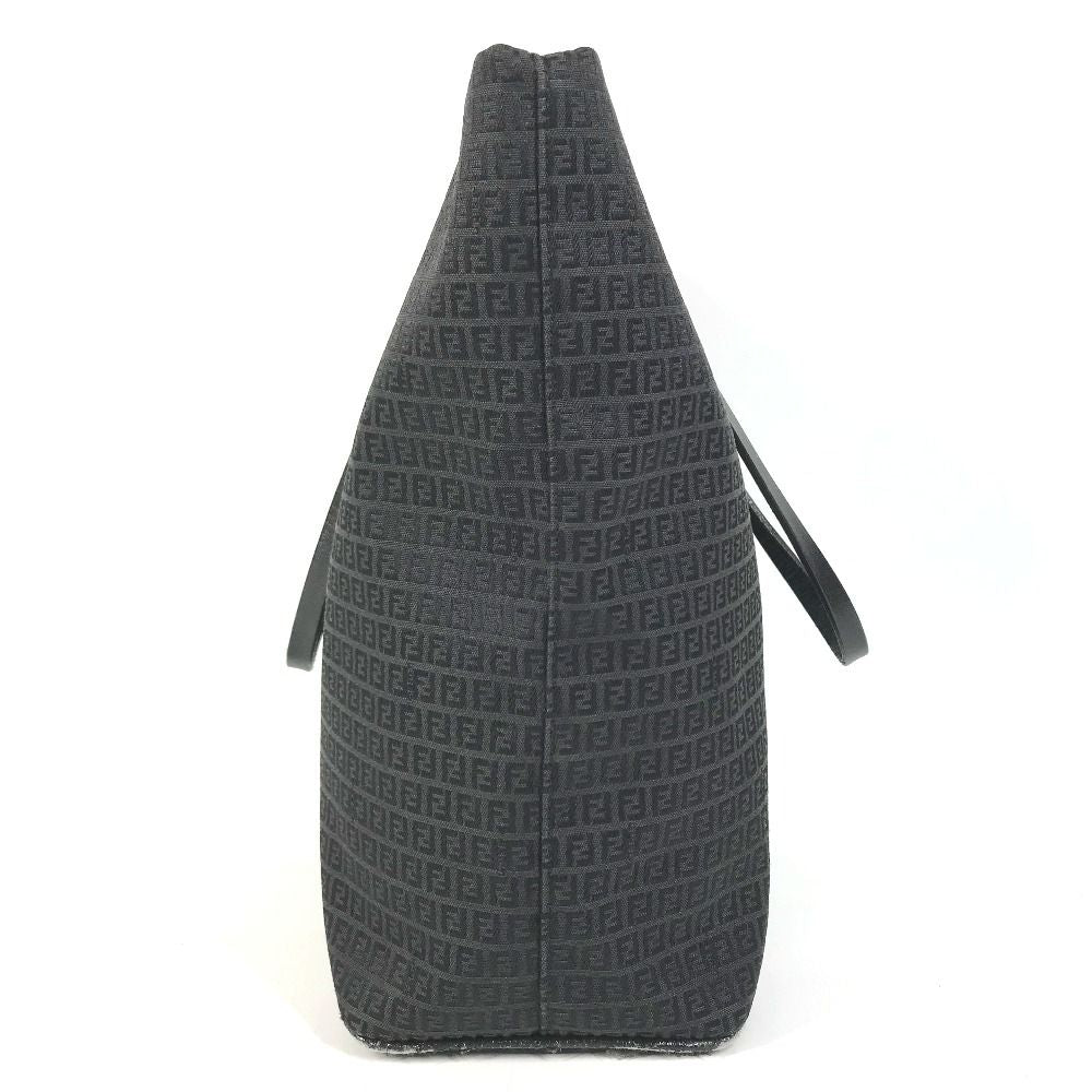Fendi Shoulder Bag Zucchino Logo Zucca Leather Canvas Black — view 4