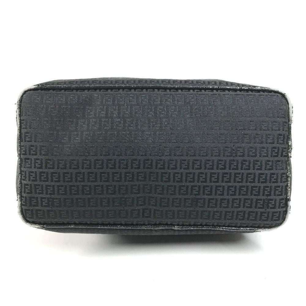 Fendi Shoulder Bag Zucchino Logo Zucca Leather Canvas Black — view 5