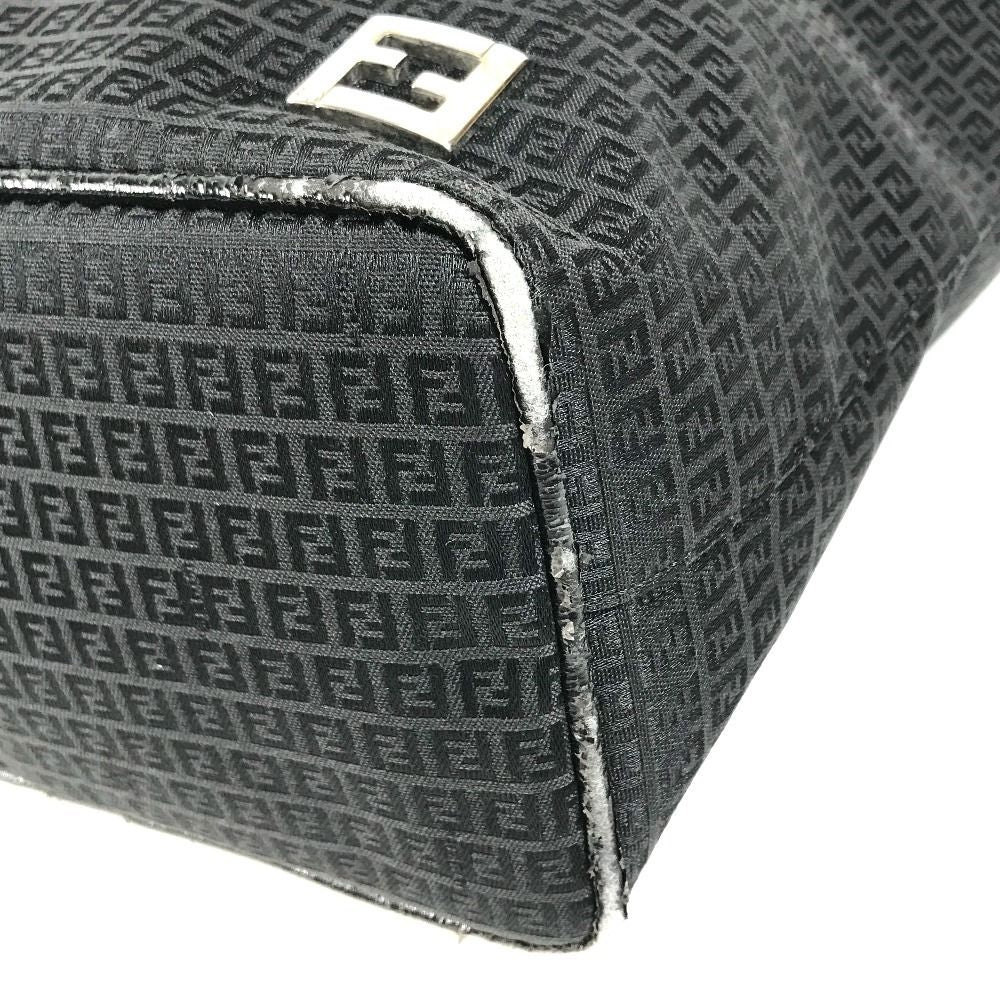 Fendi Shoulder Bag Zucchino Logo Zucca Leather Canvas Black — view 6