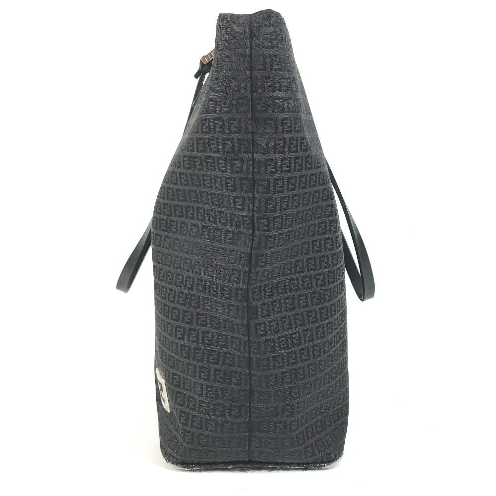 Fendi Shoulder Bag Zucchino Logo Zucca Leather Canvas Black — view 3