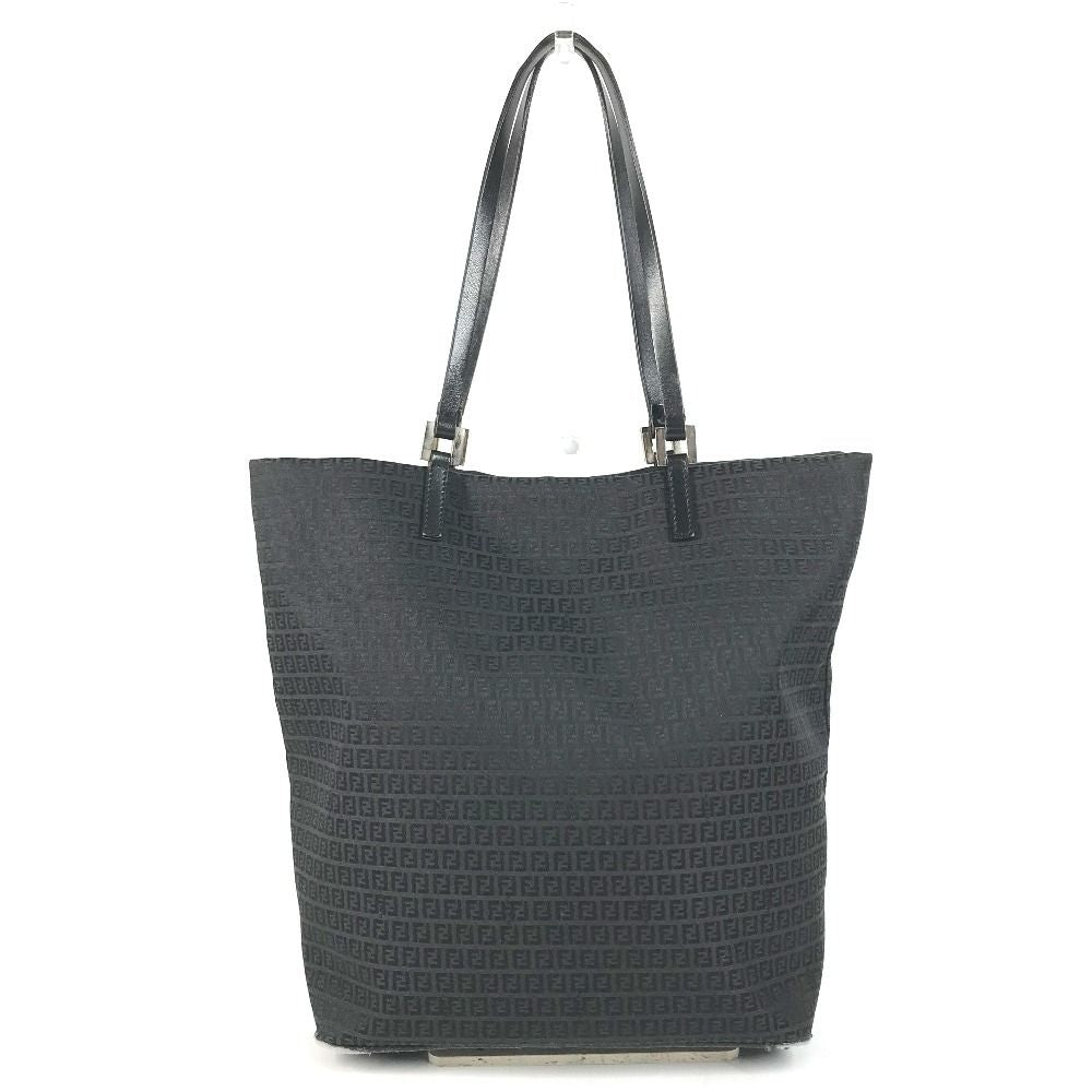 Fendi Shoulder Bag Zucchino Logo Zucca Leather Canvas Black — view 2