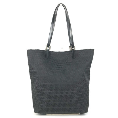 Fendi Shoulder Bag Zucchino Logo Zucca Leather Canvas Black — view 2