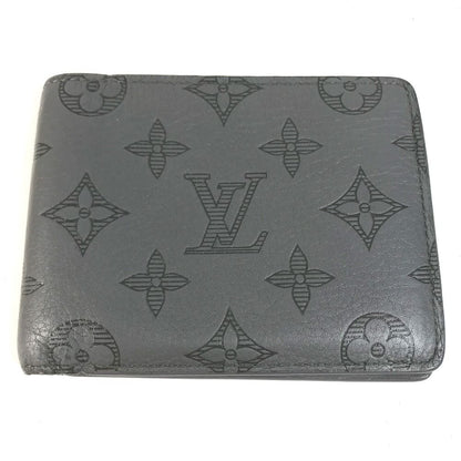 Louis Vuitton Bifold Wallet Portefeuille Multiple Monogram Shadow Leather Gray