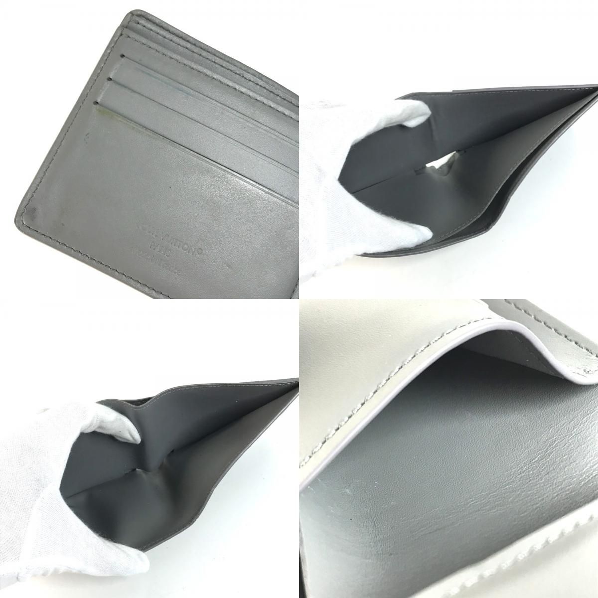 Louis Vuitton Bifold Wallet Portefeuille Multiple Monogram Shadow Leather Gray — view 8