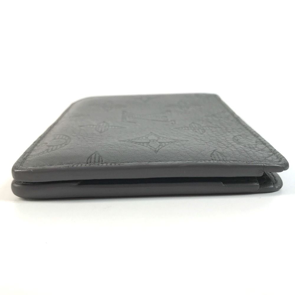 Louis Vuitton Bifold Wallet Portefeuille Multiple Monogram Shadow Leather Gray — view 4