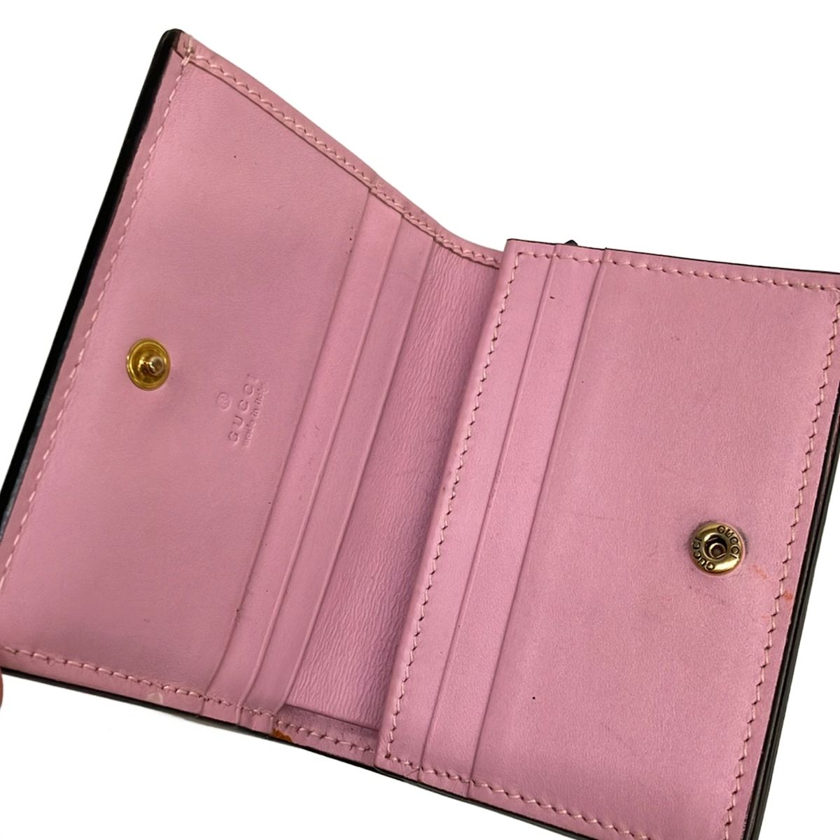 Gucci Bifold Wallet Strawberry Print GG Card Case Beige Red Multi — view 3
