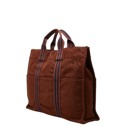 Hermes Fourre Tout MM Tote Bag Brown Cotton Canvas — view 2