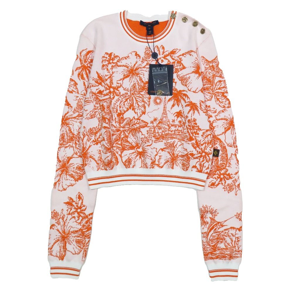 Louis Vuitton Tropical Floral Cropped Knit Short Length Cotton Silk Long Sleeve