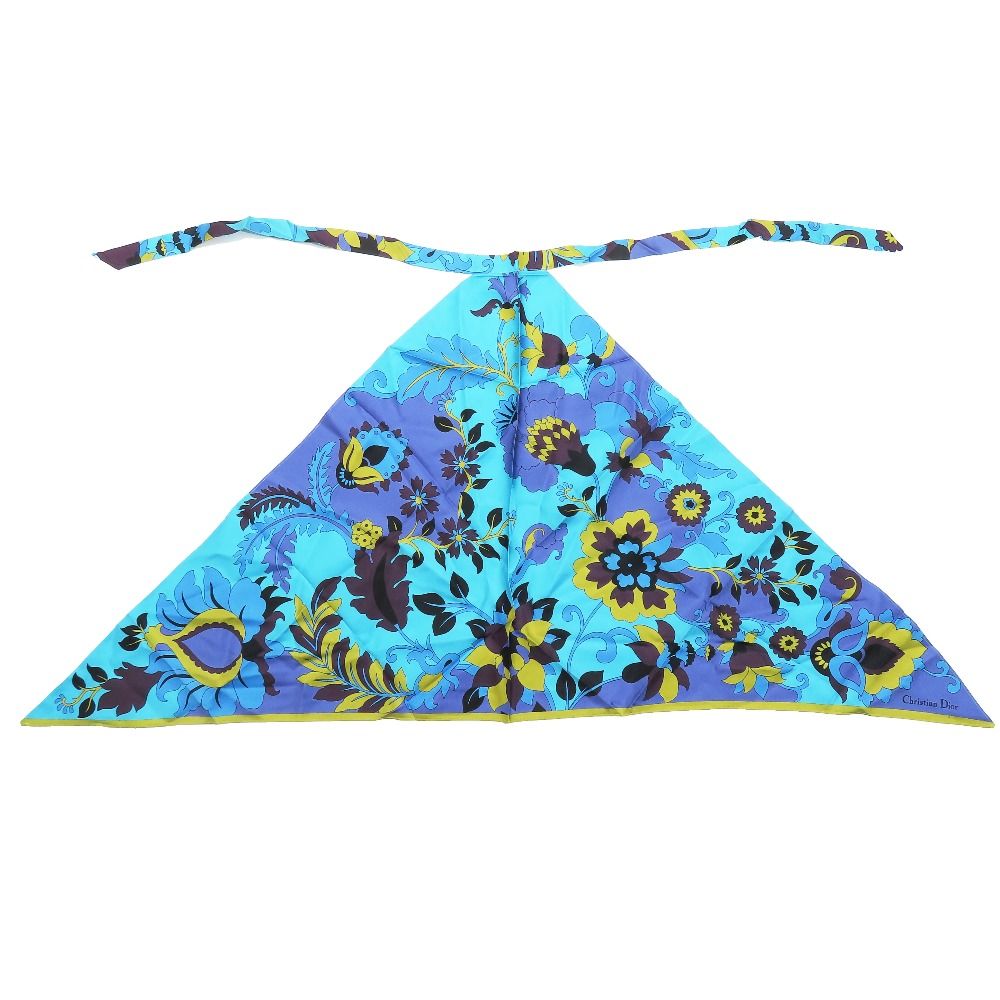 Dior Flower Halter Neck Silk Top Shirt Blouse Blue — view 4