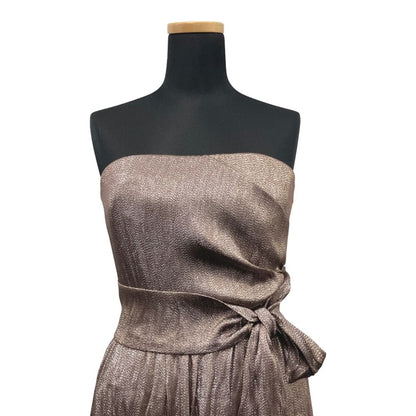 Gucci Bare Top Dress Shiny Long Party Silk Blend Brown 36 — view 4