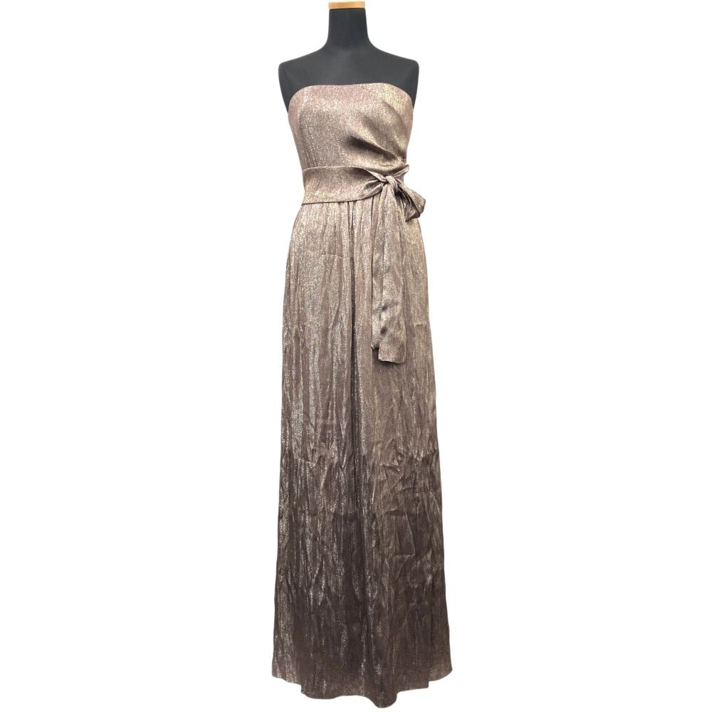 Gucci Bare Top Dress Shiny Long Party Silk Blend Brown 36